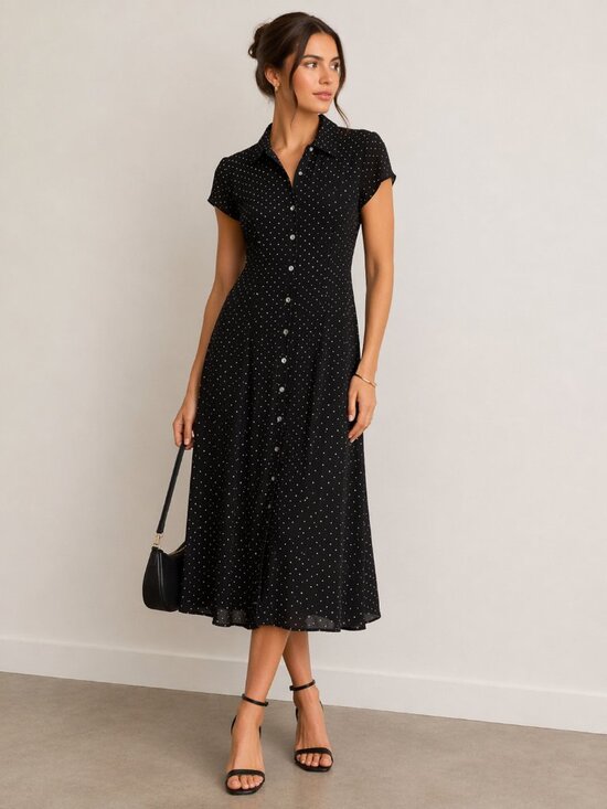 Lauren Ralph Lauren Dresses & Skirts - Ralph Lauren Silk Polka Dot Dress Midi Classic Preppy Petite 4P 90s Inspired